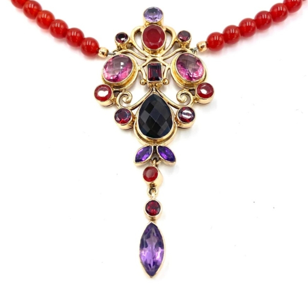 Nicky Butler Carnelian Amethyst Garnet Bronze Collection NB Necklace Designer - Picture 5 of 12